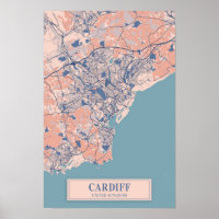 Cardiff Vereinigtes Königreich Windige Stadtkarte