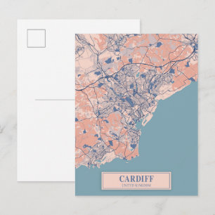 Cardiff Vereinigtes Königreich Windige Stadtkarte Postkarte