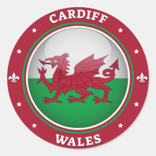 Cardiff Wales Runder Aufkleber