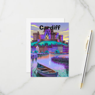 Cardiff Wales Travel Poster, Cardiff City Wall Art RSVP Karte