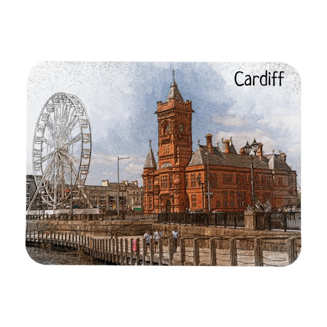 Cardiff Wales UK Vintage Travel Magnet (Horizontal)