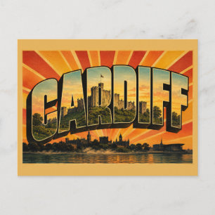 Cardiff Wales Vintage Reisekunst Postkarte