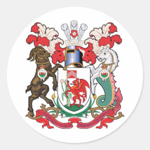 Cardiff-Wappen Runder Aufkleber