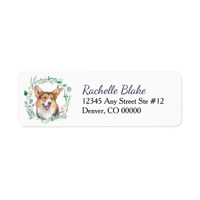 Cardigan Welsh Corgi Dog Wreath Rücksendeadresse (Vorne)