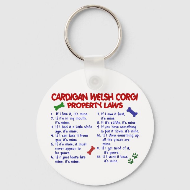 CARDIGAN WELSH CORGI Eigentumsgesetze 2 Schlüsselanhänger (Vorderseite)