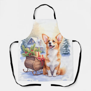 Cardigan Welsh Corgi Festlicher Schlitten Weihnach Schürze