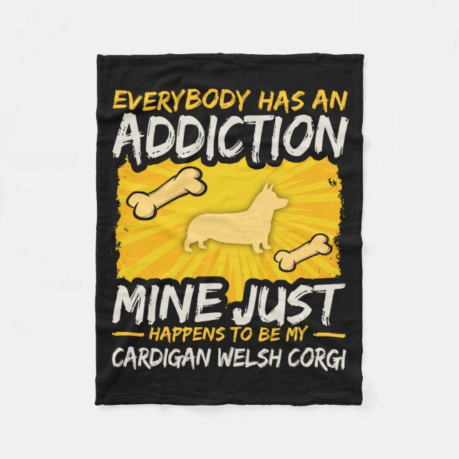 Cardigan Welsh Corgi Funny Dog Addiction  Fleecedecke (Vorderseite)