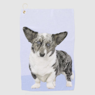 Cardigan Welsh Corgi Gemälde - Originale Hundekuns Golfhandtuch