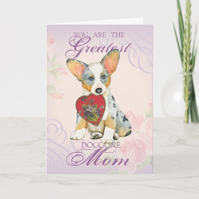 Cardigan Welsh Corgi Herz Mama Karte (Vorderseite)