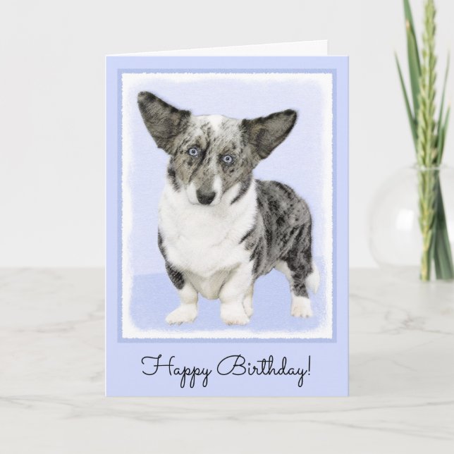 Cardigan Welsh Corgi Malerei - Original Hund Kunst Karte (Vorderseite)