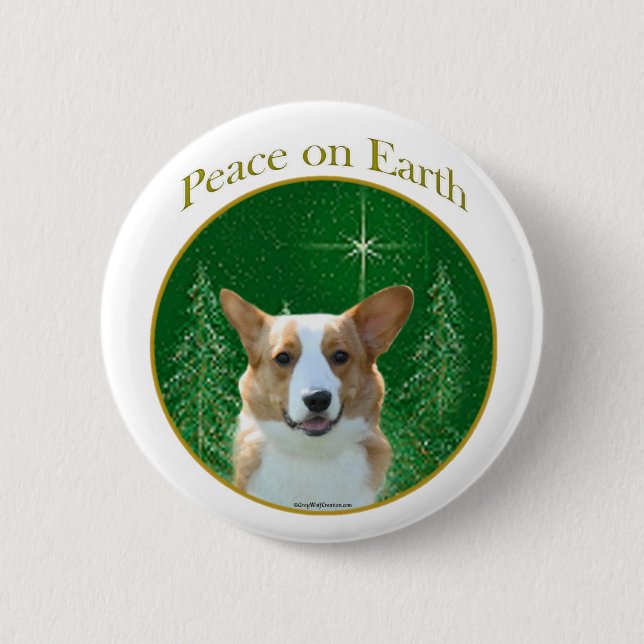 Cardigan Welsh Corgi Peace Button (Vorderseite)