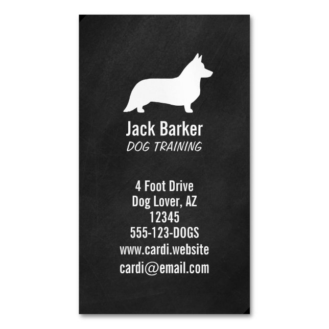 Cardigan Welsh Corgi Silhouette Vertikal Magnetische Visitenkarte (Vorderseite Vertikal)