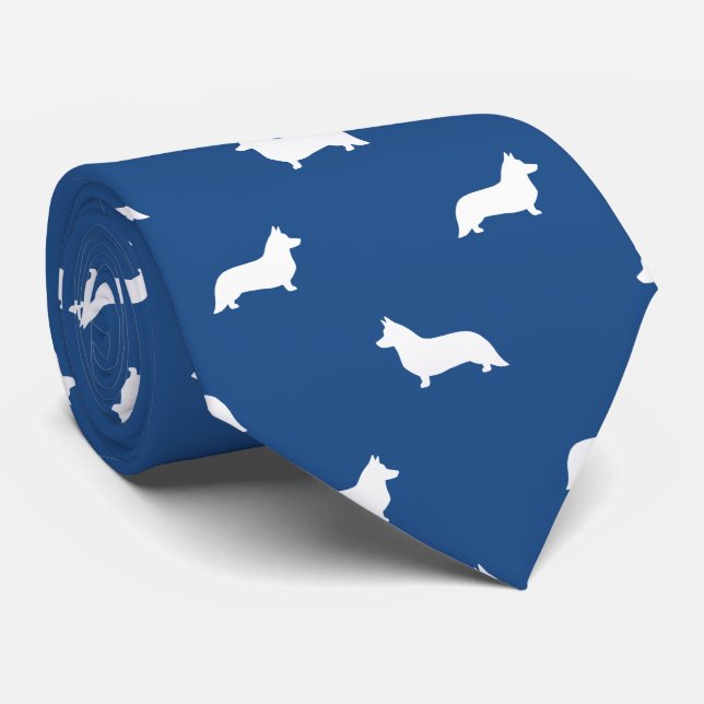 Cardigan Welsh Corgi Silhouetten Muster Krawatte (Gerollt)