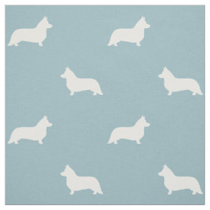 Cardigan Welsh Corgi Silhouetten Pattern Blue Stoff