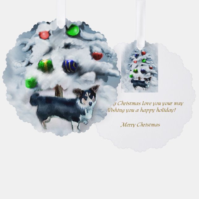 Cardigan Welsh Corgi Weihnachten Ornament Karte (Vorderseite/Rückseite)