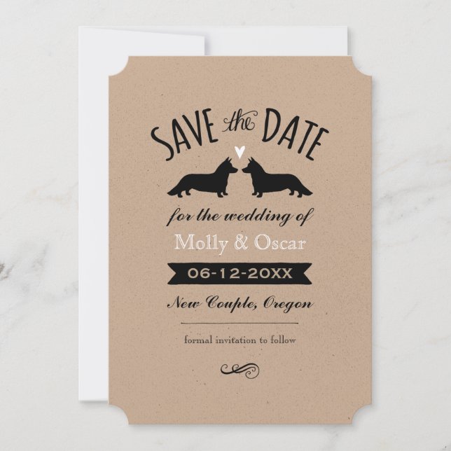 Cardigan Welsh Corgis Wedding Save the Date (Vorderseite)