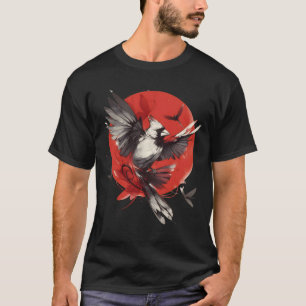 Cardinal 3 Japanische rote Sonne Tinte-Wasch-Kunst T-Shirt