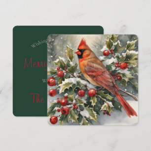 Cardinal aquarelle et carte de Noël Holly