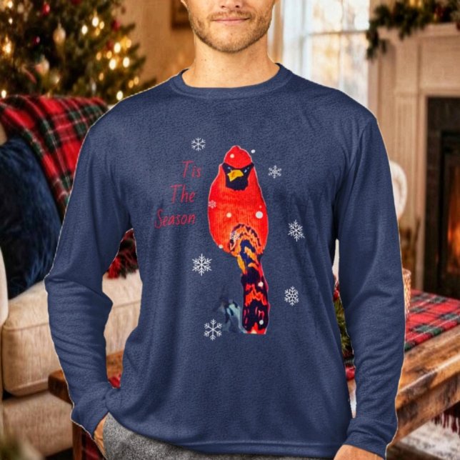 Cardinal Bird In Snowfall Tri-Blend Shirt (This Cardinal bird In Snowfall Tri-Blend Shirt, comes in a variety of colors!)