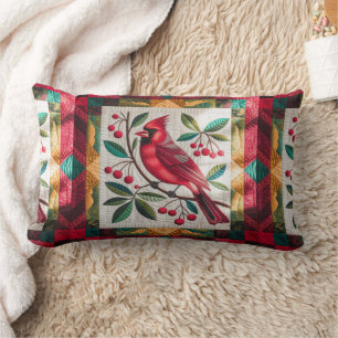 Cardinal Bird Quilt, Lance Oreiller Vibrant Carte
