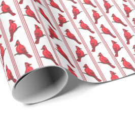 Cardinal Bird Stripes Wrapping Paper Geschenkpapier
