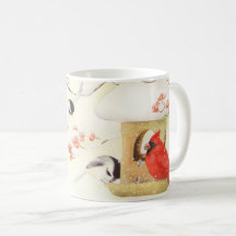 Cardinal d'alimentation d'hiver et chickadees Mug