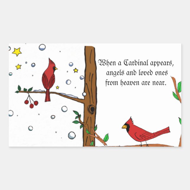 Cardinal de l'ange paradisiaque Stickers Rectangle (Devant)
