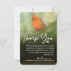 Cardinal en épinette 3,5 x 5 Carte de remerciement