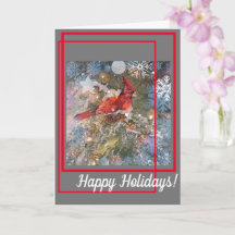Cardinal en sapin Carte de Noël