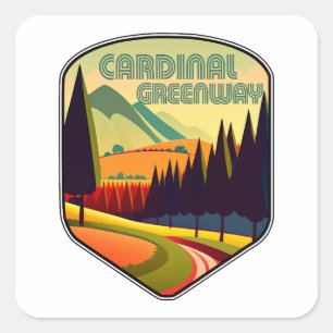 Cardinal Greenway Indiana Farben Quadratischer Aufkleber
