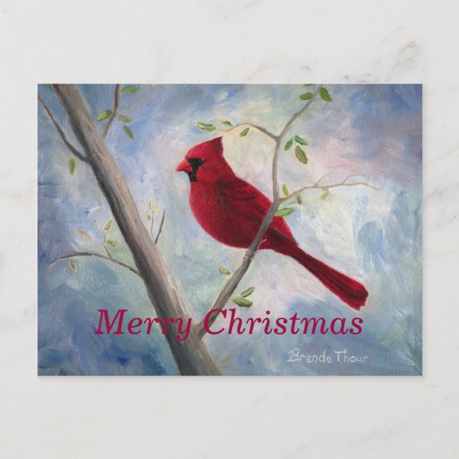 cardinal, joyeux carte postale de Noël (Devant)
