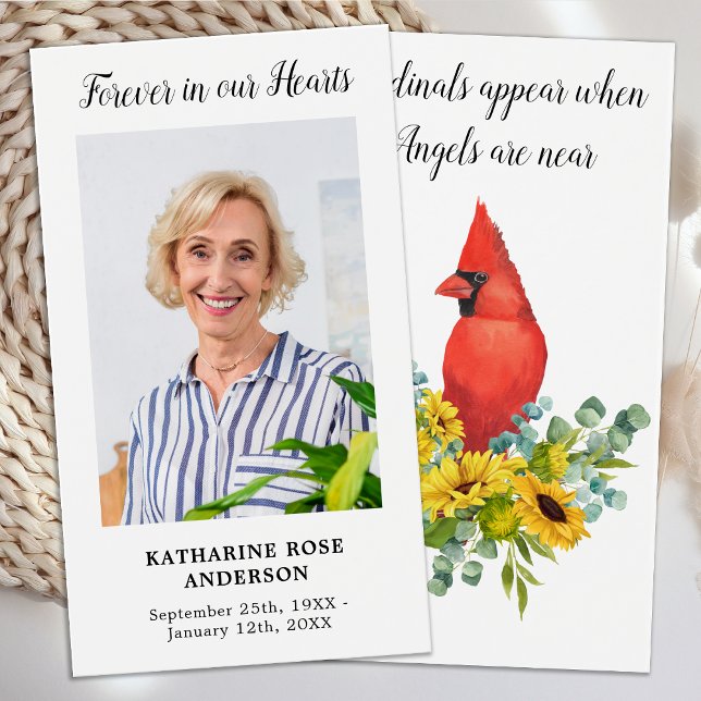 Cardinal Memorial Photo Funeral Prayer Card (Créateur téléchargé)