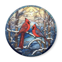 Cardinal Noël Oiseau Tissu Style Aimant