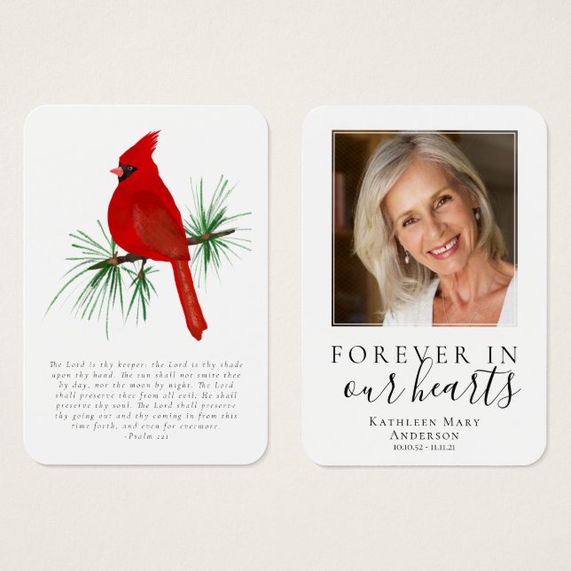 Cardinal Photo Memorial - Carte de prière (Devant & derrière)