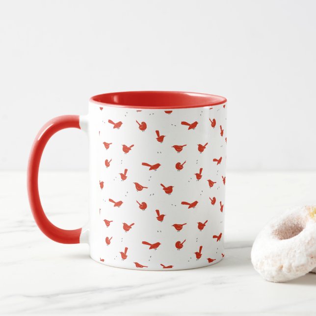 Cardinal Red Bird Coffee Mug (Avec donut)
