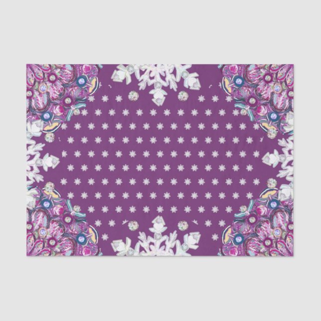 Cardinal red rosace & snowflake seidenpapier (Vorderseite)