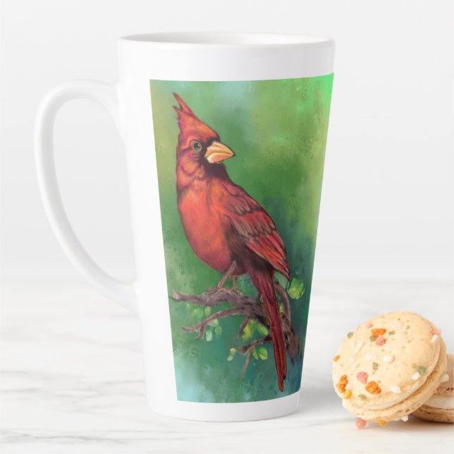 Cardinal-Rouge du Nord Oiseau Latte Mug (En situation)