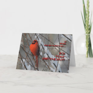 Cardinal Rouge En Neige - Carte Anniversaire