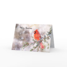 Cardinal Rouge Noël Carte de vacances pliée