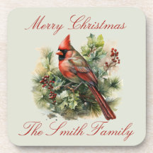 Cardinal rouge Noël dessous de verre en plastique 