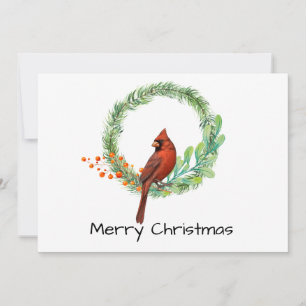Cardinal Sur Une Carte De Vacances WreathFlat