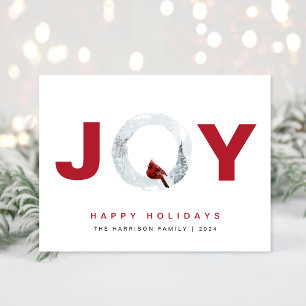 Cardinal Watercolor Joy Christmas Feiertagspostkarte