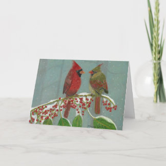Cardinals by Autistic Artist Marcy Deutsch Feiertagskarte