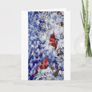 Cardinals In Snow Feiertagskarte