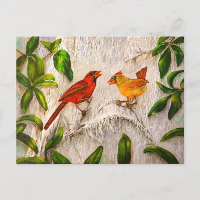 Cardinaux de Cartes Postales. Chant d'amour (Devant)