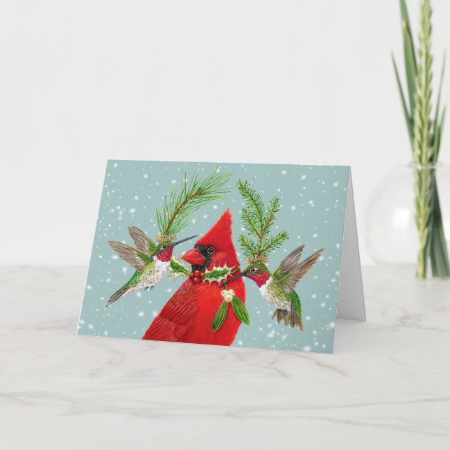 Cardinaux de Noël et carte des colibris (Devant)