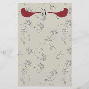 Cardinaux et papeterie fleurissante de monogramme