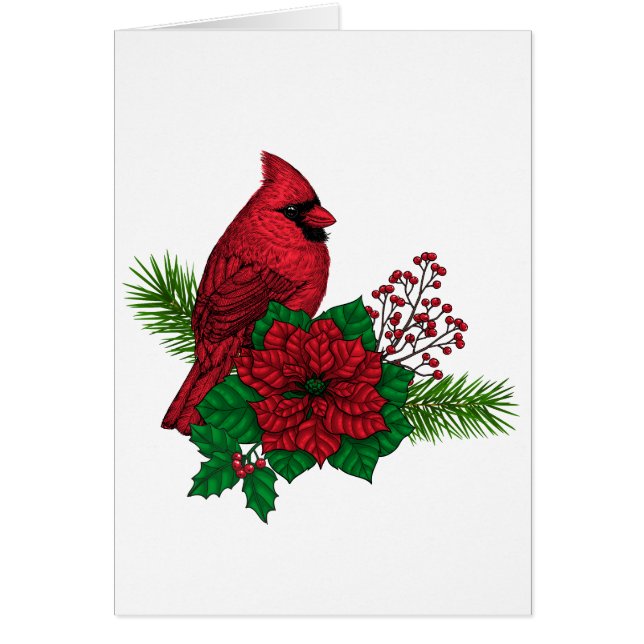 Cardinaux rouges sur décoration de Noël (Devant)