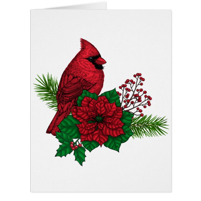 Cardinaux rouges sur décoration de Noël (Devant)
