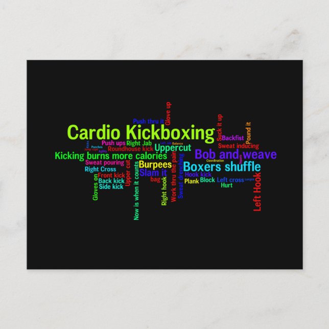Cardio Kickboxing Word Cloud Postkarte (Vorderseite)